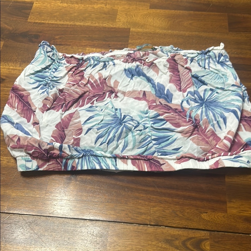 Tropical Leaf‎ Print cropped top